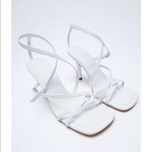 ZARA LEATHER HIGH HEEL STRAPPY SANDALS